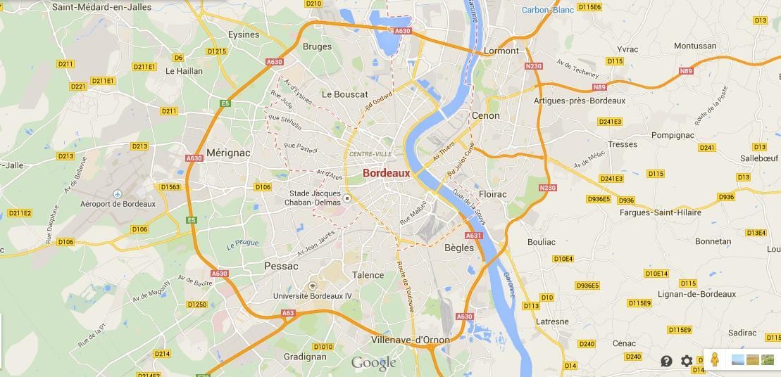 xəritə ətrafında Bordo, Fransa